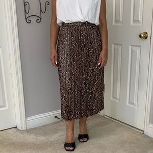Zara Python Faux Leather Pleated Skirt